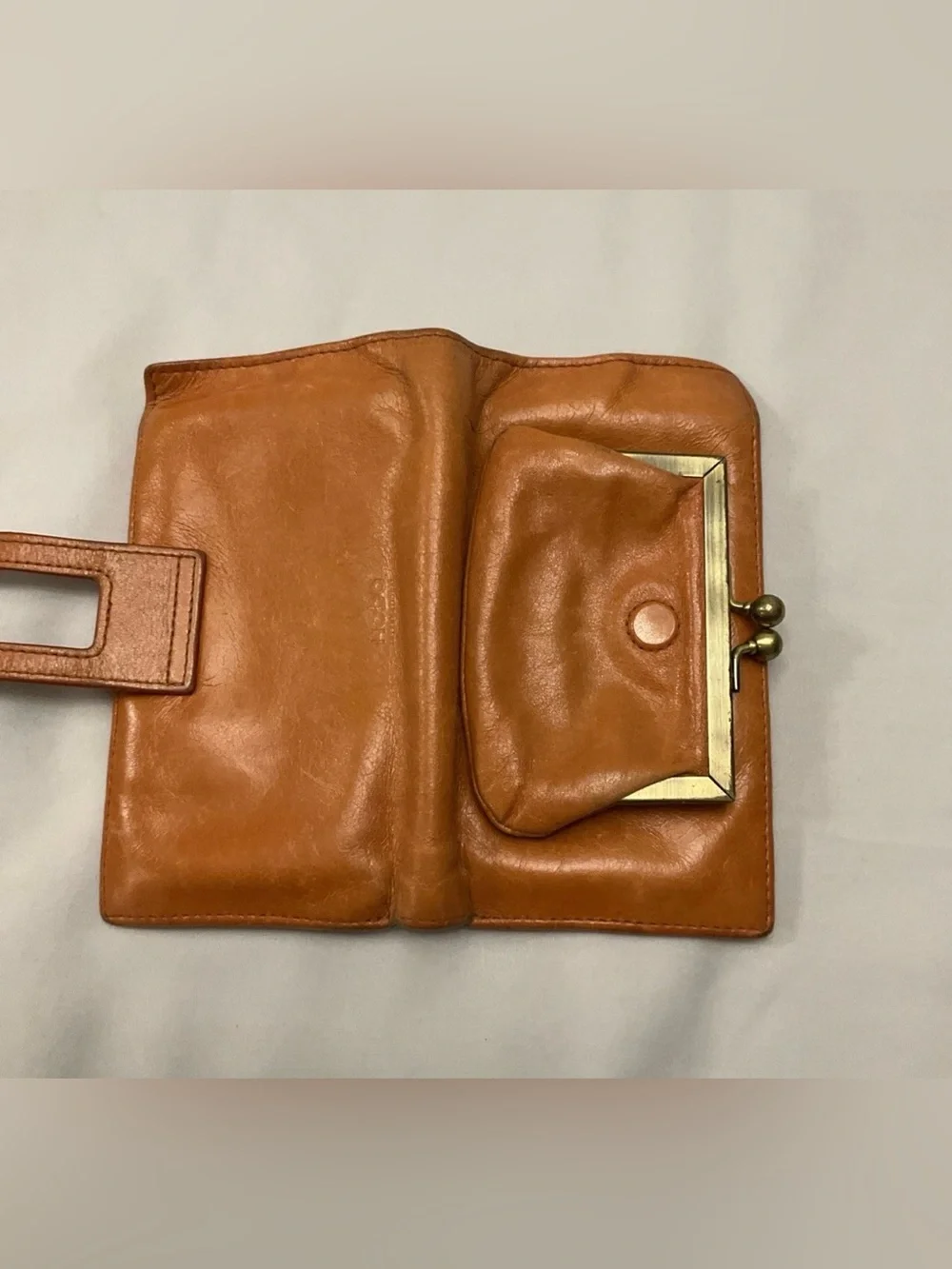 Hobo Leather Cognac international Wallet With Coin Purse